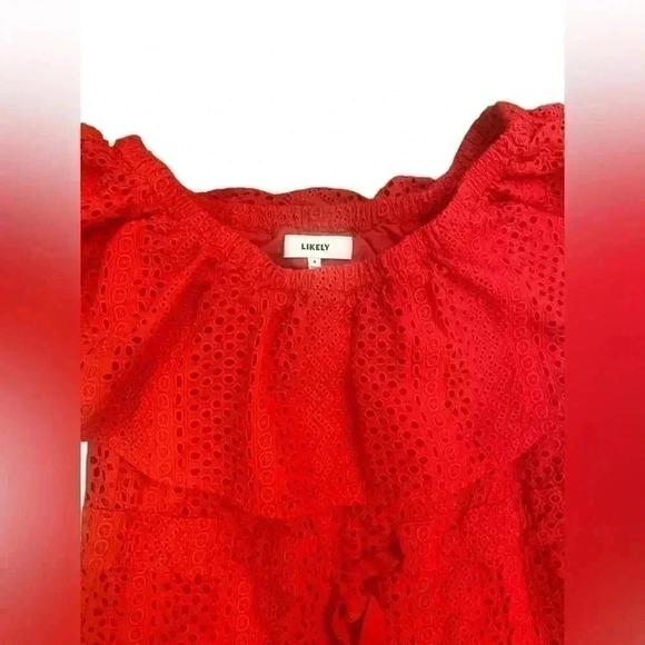 Likely Red Off the Shoulder Dress, Size 4 - Picture 4 of 10